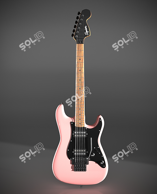Multicolor Electric Guitar: Red, Black, Pink, White 3D model image 2