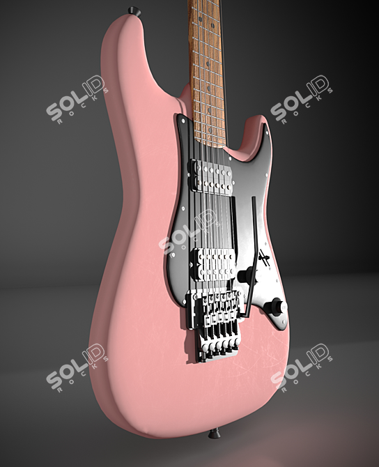 Multicolor Electric Guitar: Red, Black, Pink, White 3D model image 5