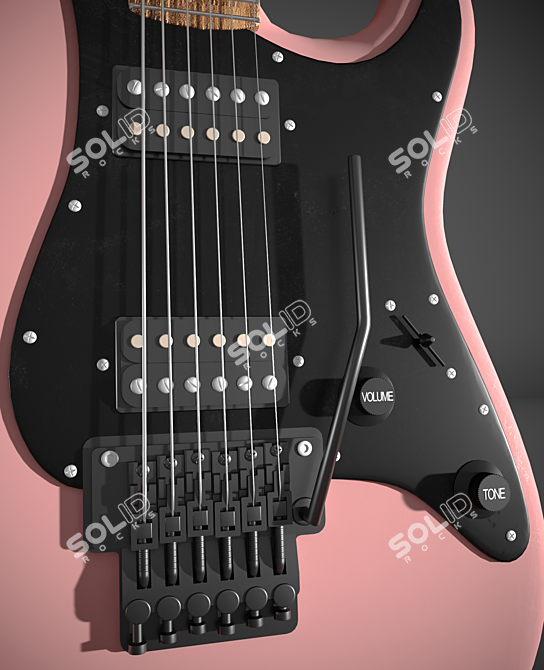 Multicolor Electric Guitar: Red, Black, Pink, White 3D model image 6