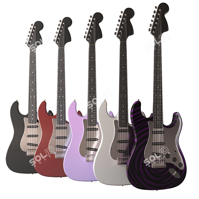 Fender-inspired Electric Guitar | High Detail, 5 Color Options 3D model image 1