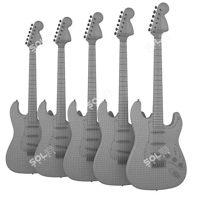 Fender-inspired Electric Guitar | High Detail, 5 Color Options 3D model image 2