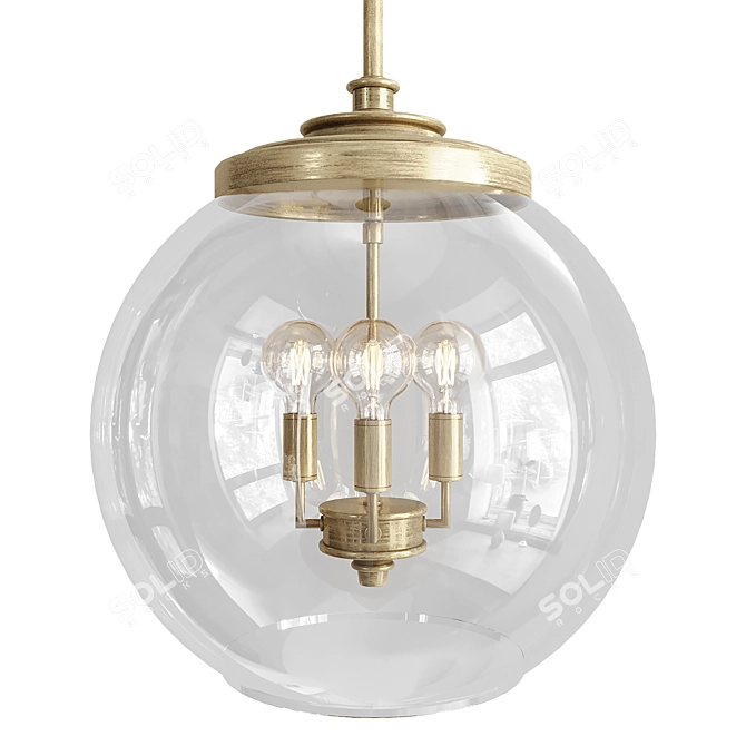 Vintage-inspired Brass Pendant 3D model image 2