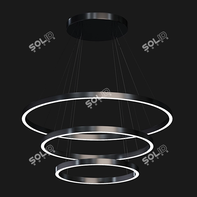 Cerchio LED 3-Tier Chandelier 3D model image 4
