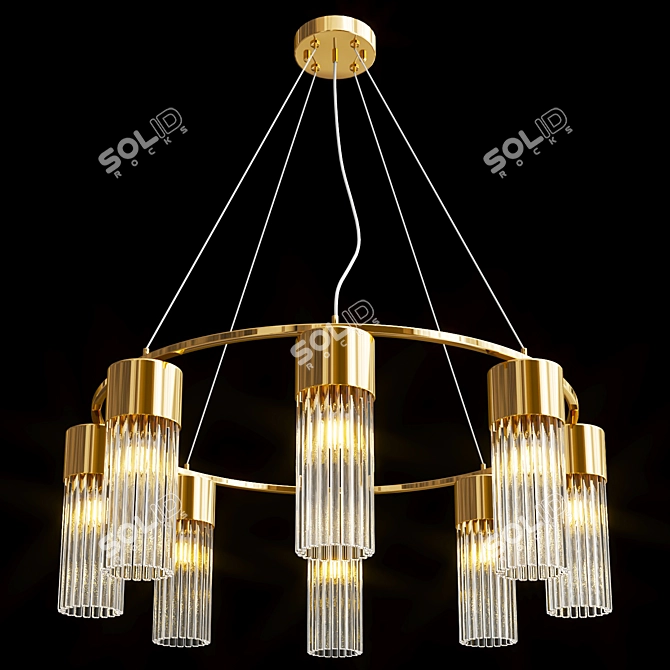 Elegant Cesana Chandelier with Metal and Glass Design 3D model image 2