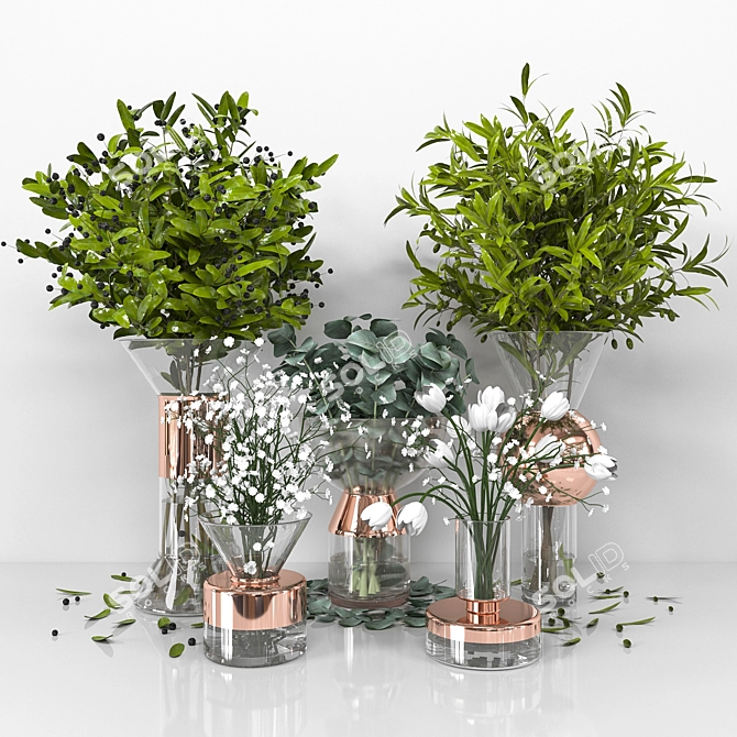 Copper Tank Vases: Elegant Home Décor 3D model image 1