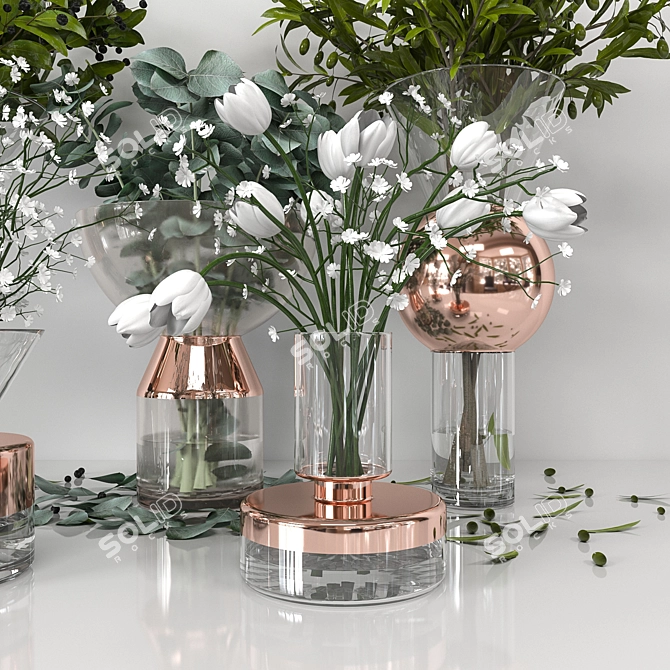 Copper Tank Vases: Elegant Home Décor 3D model image 4