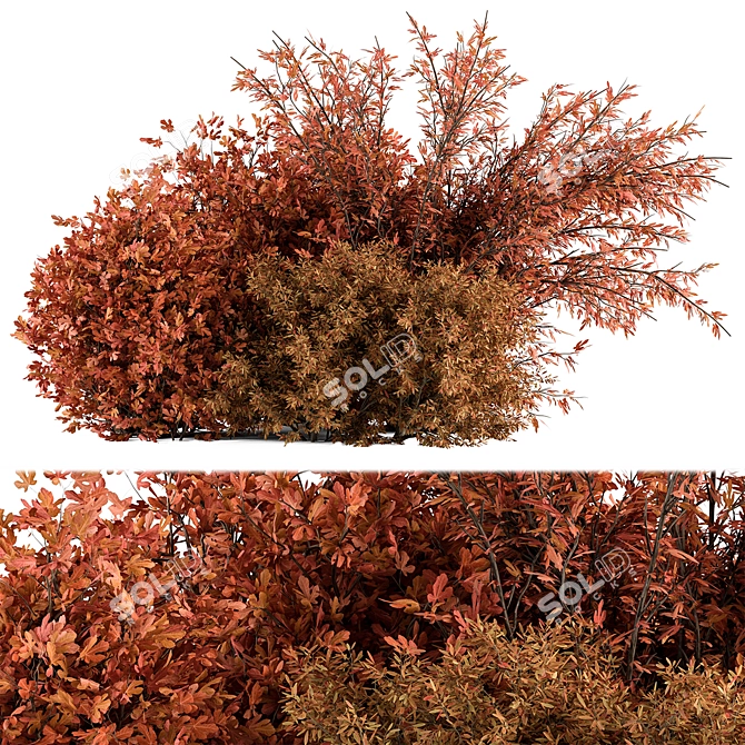 Vibrant Mixed Plant Bush - 70 Bush Set 3D model image 1