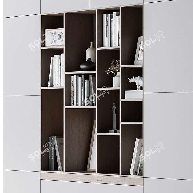 Modern White and Wood Hallway Wardrobe 3D model image 3