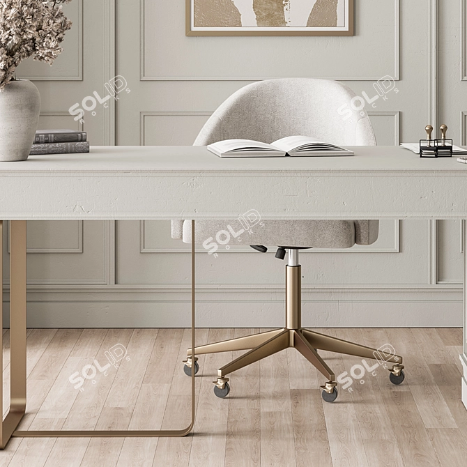 Elegant Boss Desk Set 3D model image 3