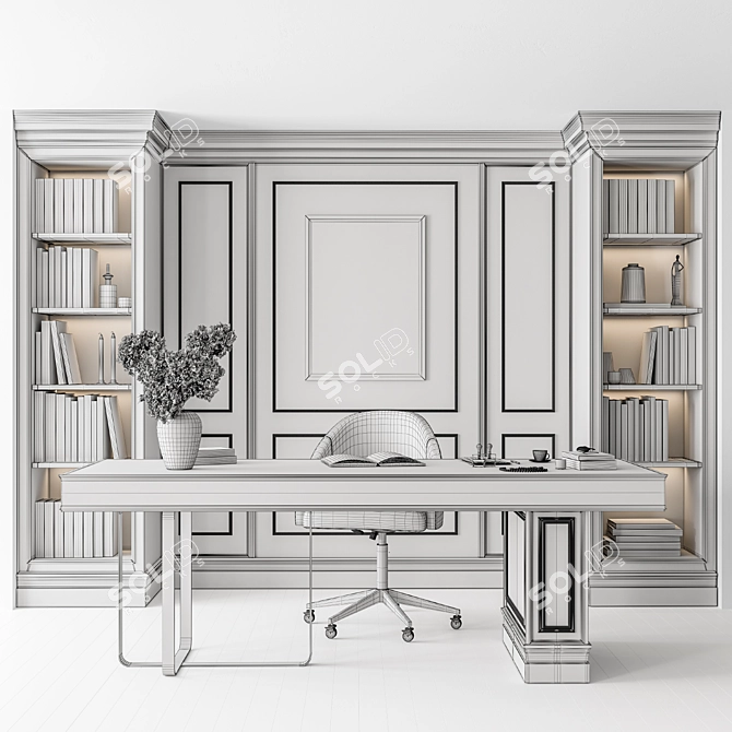 Elegant Boss Desk Set 3D model image 5