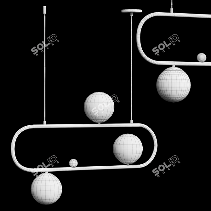 Brass Ball Balance Chandelier 3D model image 4