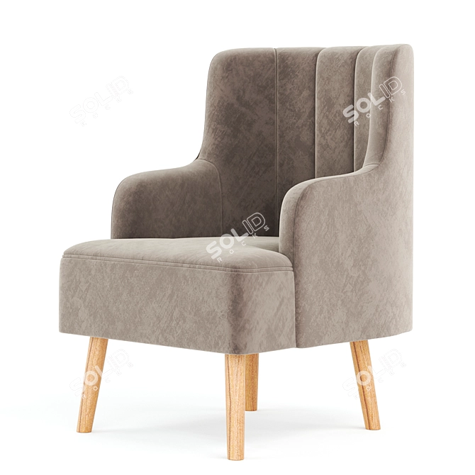 Modern Velvet Armchair - Larni 3D model image 1