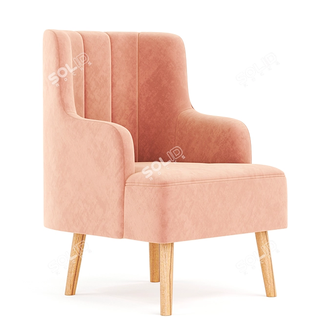 Modern Velvet Armchair - Larni 3D model image 2