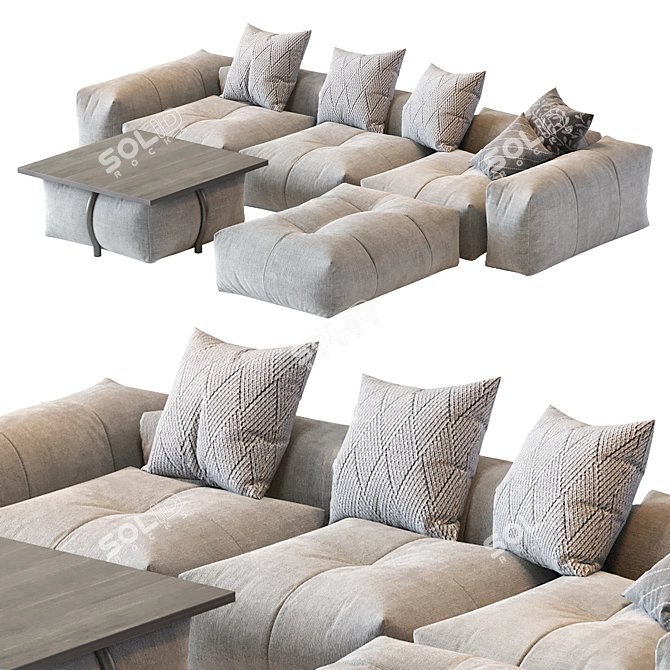 Sleek Pixel N_15: Stylish Modular Sofa 3D model image 6