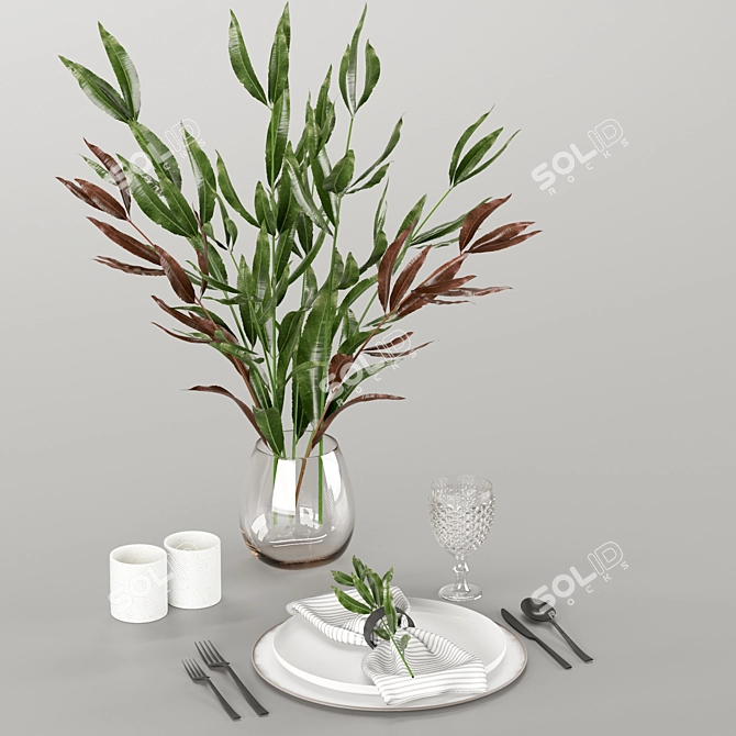 Modern Style Table Setting 3D model image 1