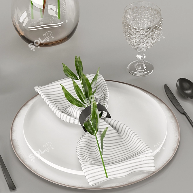 Modern Style Table Setting 3D model image 2