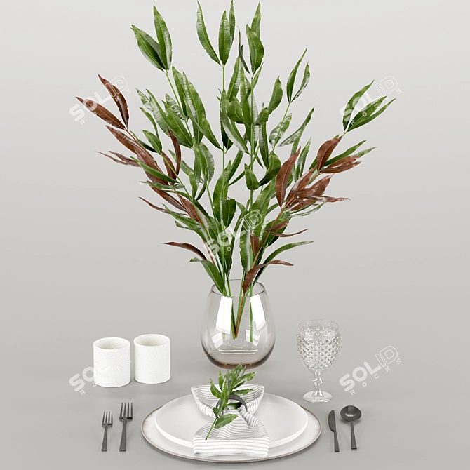 Modern Style Table Setting 3D model image 4