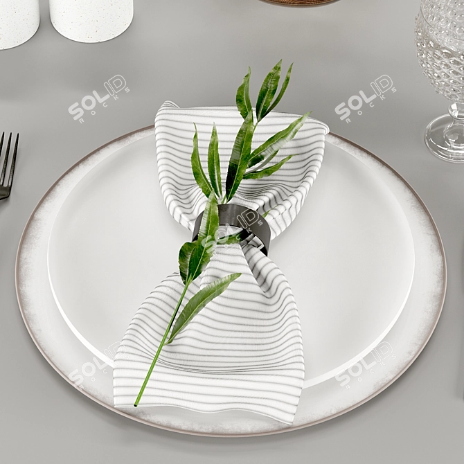 Modern Style Table Setting 3D model image 5