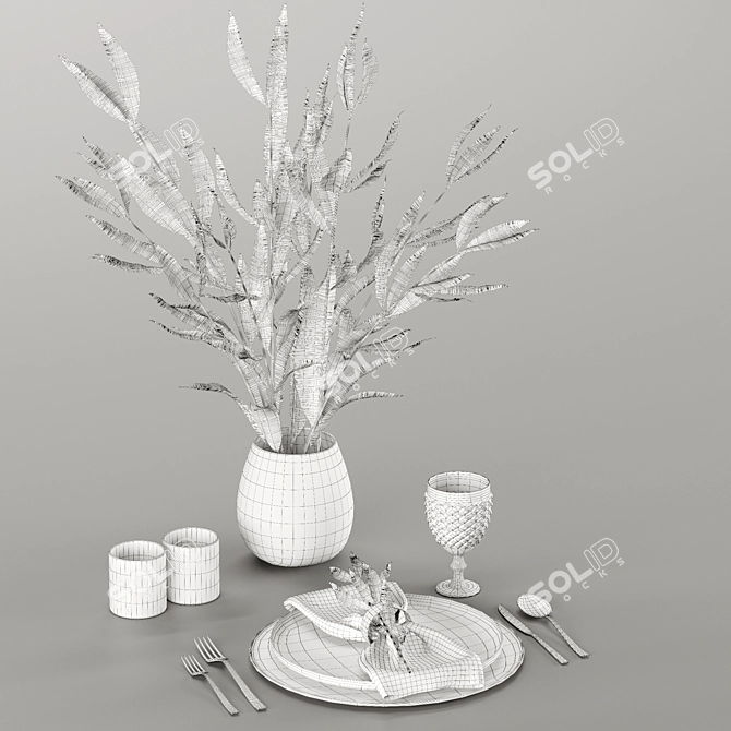Modern Style Table Setting 3D model image 6
