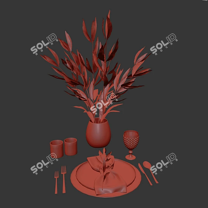 Modern Style Table Setting 3D model image 7