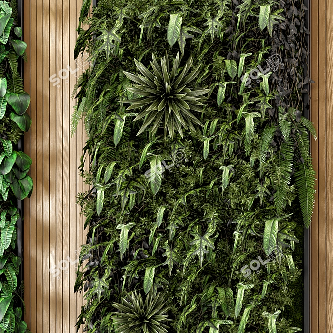 Wooden Base Vertical Garden - Set 581 3D model image 3