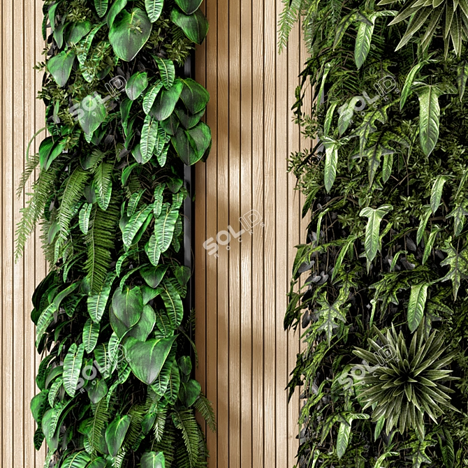 Wooden Base Vertical Garden - Set 581 3D model image 6