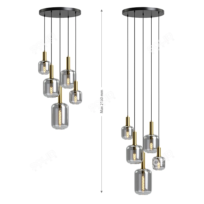 Smoke Gray Lucide Joanet Pendant Light 3D model image 5