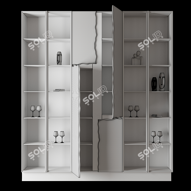Convertible Cupboard with Open and Closed Doors 3D model image 3