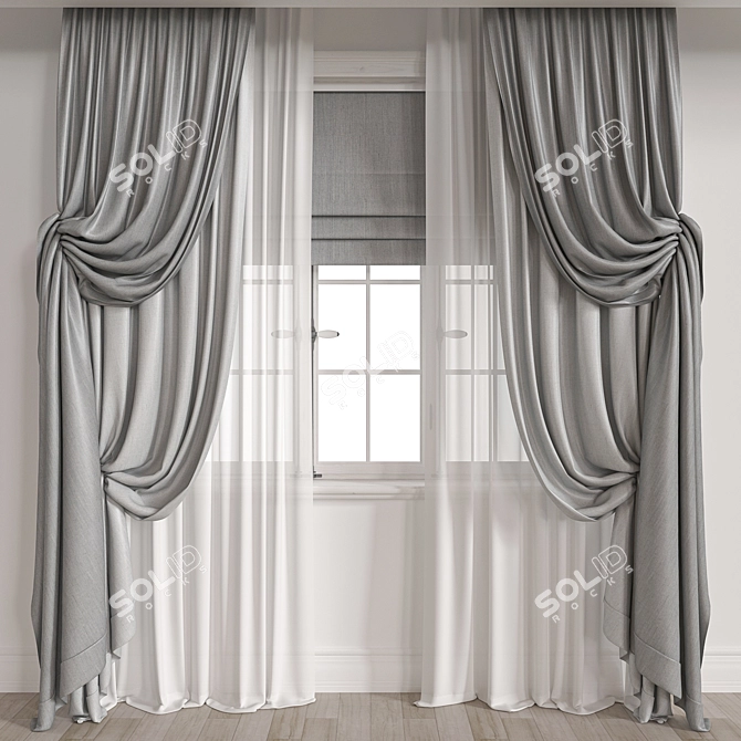 Luxury Velvet Curtain for Elegant Home Decor 3D model image 1