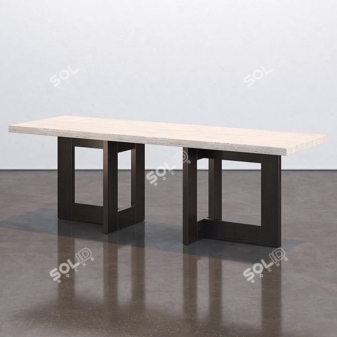  Traver Console: Stylish Black Frame, Travertine Top 3D model image 3