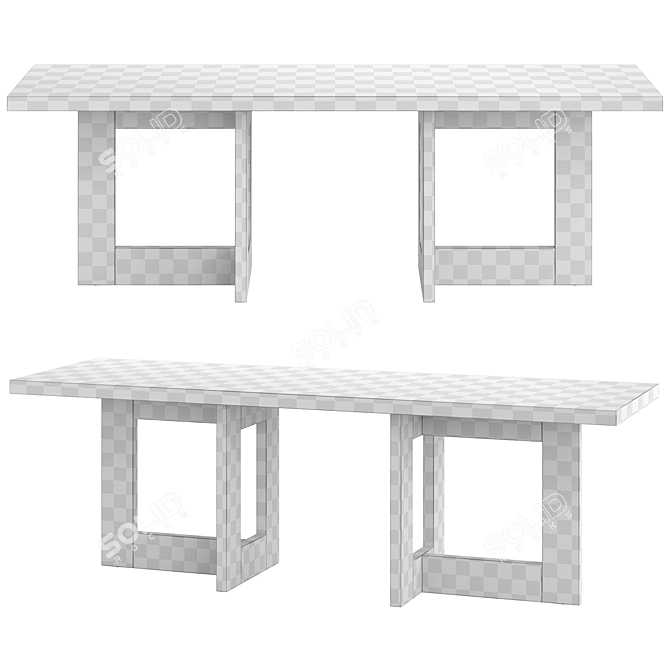  Traver Console: Stylish Black Frame, Travertine Top 3D model image 4