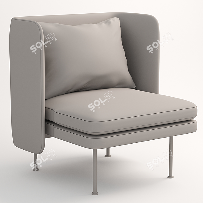 Modern Bloke Valve Lounge Chair 3D model image 4