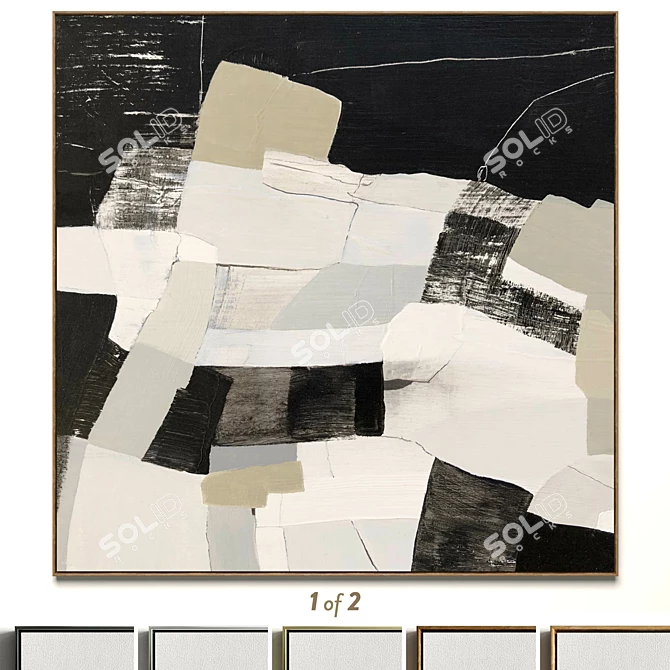 Abstract Frames: Plaster Square Photo Frames Set 3D model image 1