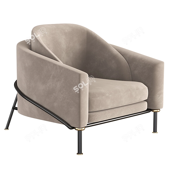 Sleek Noir Armchair 3D model image 1