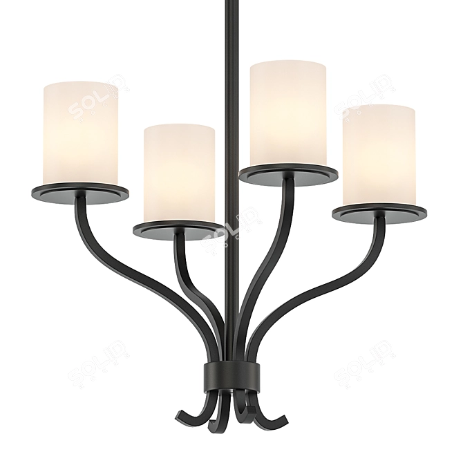 Opulent Nickel 4-Light Chandelier 3D model image 1