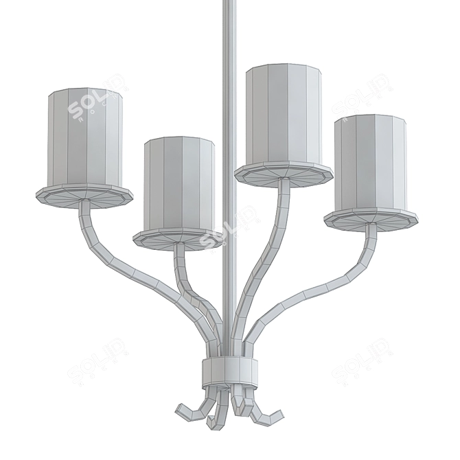 Opulent Nickel 4-Light Chandelier 3D model image 2