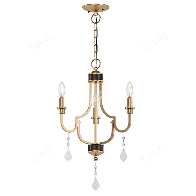 Elegant Antique Brass Mini Chandelier 3D model image 1