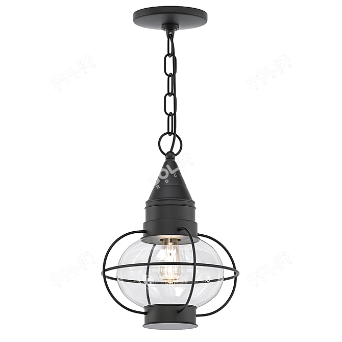 Elegant Black Outdoor Pendant Lantern 3D model image 1