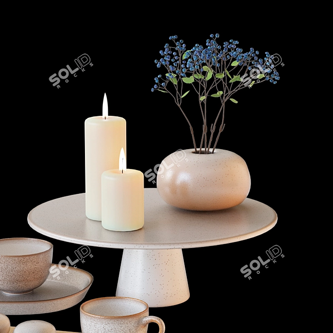 Asa Saisons Sand: Blueberry Branch Tableware Set 3D model image 2