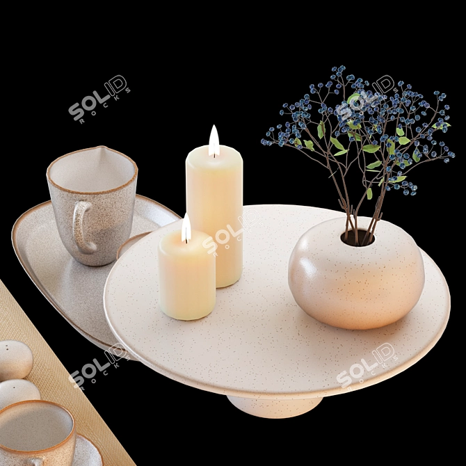 Asa Saisons Sand: Blueberry Branch Tableware Set 3D model image 5