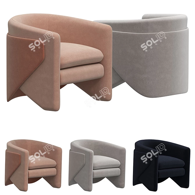 Thea Chair: Velvet Pink Elegance 3D model image 2