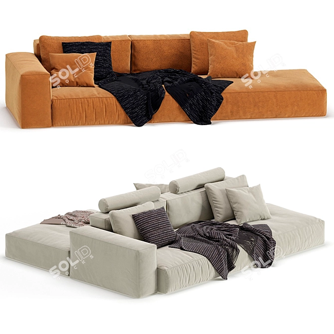 Boca Navi Modular Sofa: Sleek and Stylish Comfort 3D model image 1