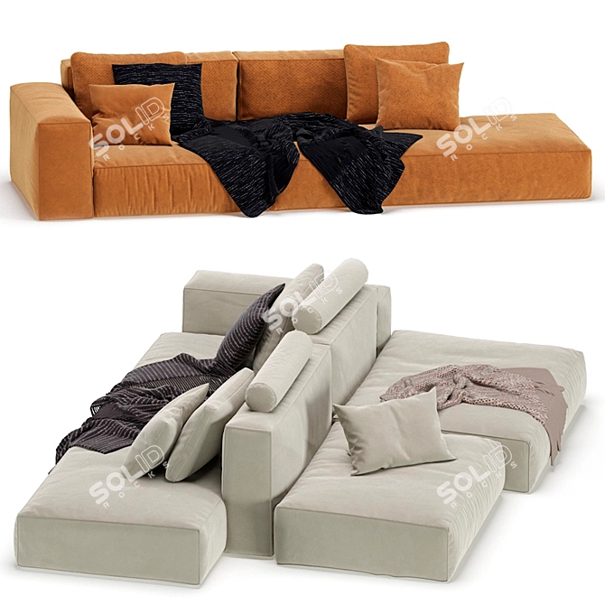 Boca Navi Modular Sofa: Sleek and Stylish Comfort 3D model image 4