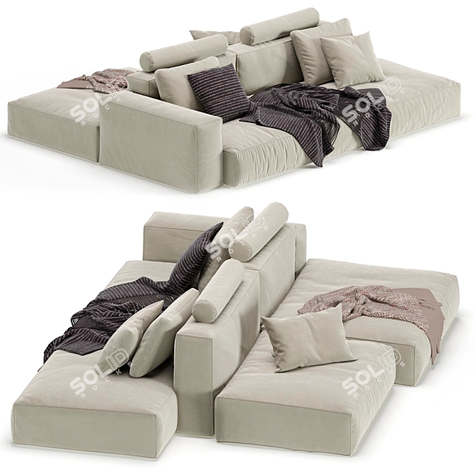 Boca Navi Modular Sofa: Sleek and Stylish Comfort 3D model image 5