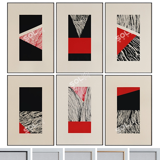Modern Abstract Picture Frame Set 3D model image 1