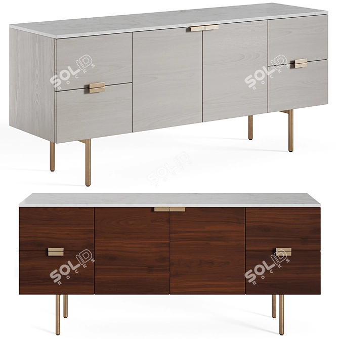 Contemporary Delphine Buffet by West Elm 3D model image 2