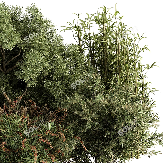 Gorgeous Mixed Plant Bush Set 3D model image 3
