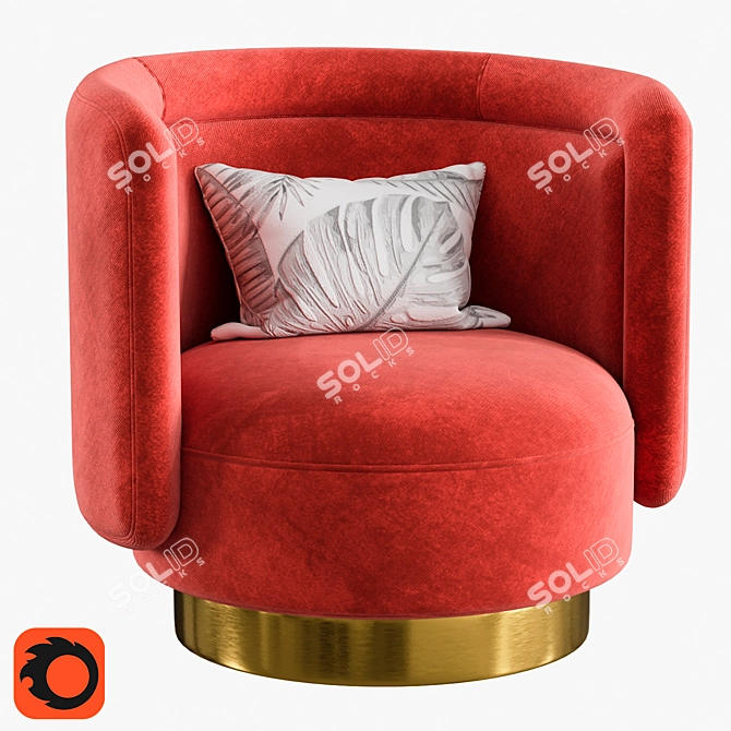 Elegant Peony Blush Accent Chair 3D model image 1