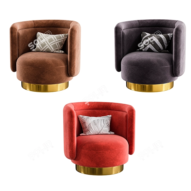 Elegant Peony Blush Accent Chair 3D model image 2