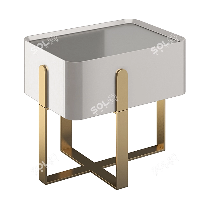 Italian Light Luxury Bedside Table 3D model image 1